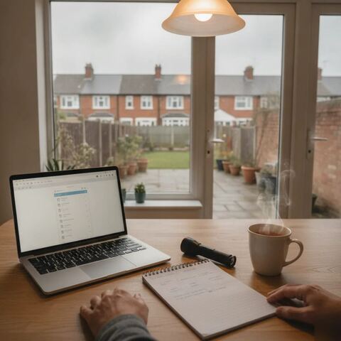 Homeowner preparing checklist before cellar clearance appointment in Tunbridge Wells