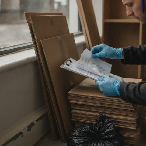 Hands holding waste transfer paperwork during commercial waste clearance in Tunbridge Wells