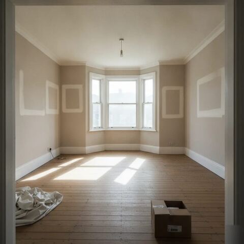 Empty cleared living room after furniture removal service in Tunbridge Wells home