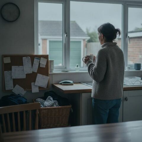 Homeowner viewing garage from kitchen window before booking clearance in Tunbridge Wells