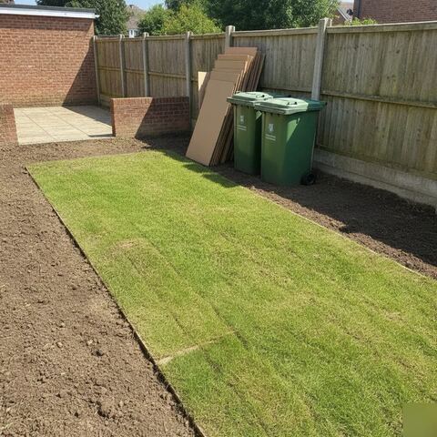 Cleared Tunbridge Wells garden with empty council bins after waste removal service