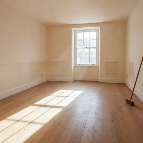 Empty cleared living room floor after house clearance in Tunbridge Wells home