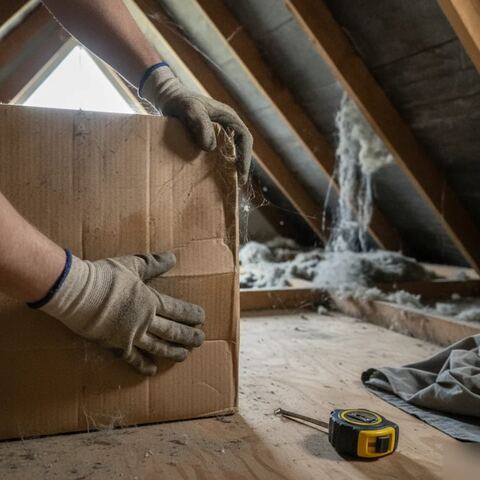 Hands lifting damp cardboard box during loft clearance in Tunbridge Wells